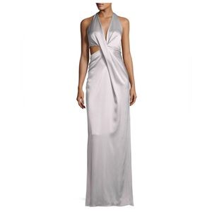 Halston Heritage Deep V silver dress
